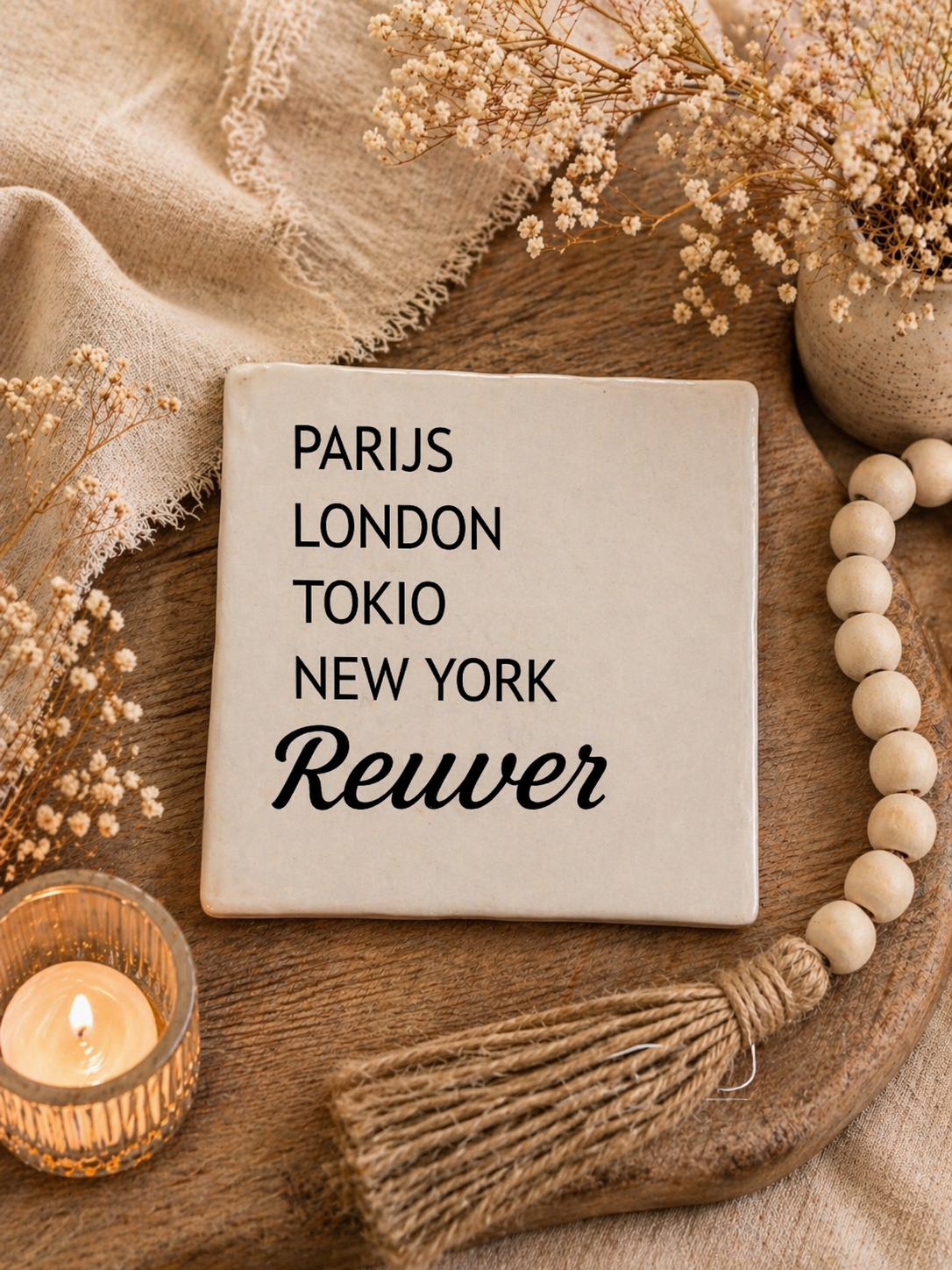 TEGELTJE "PARIJS, LONDON, TOKIO, NEW YORK, REUVER".