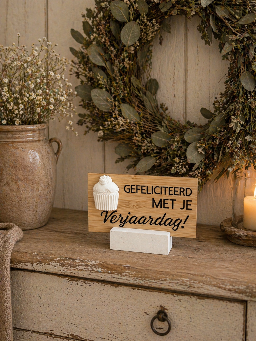 BORDJE "GEFELICITEERD MET JE VERJAARDAG!".