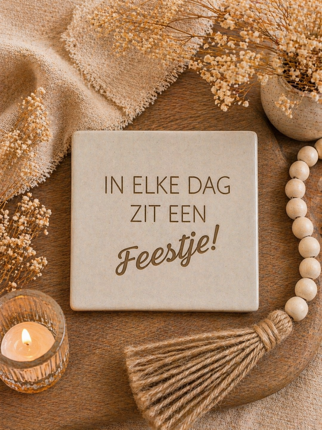 TEGELTJE " IN ELKE DAG ZIT EEN FEESJTE".