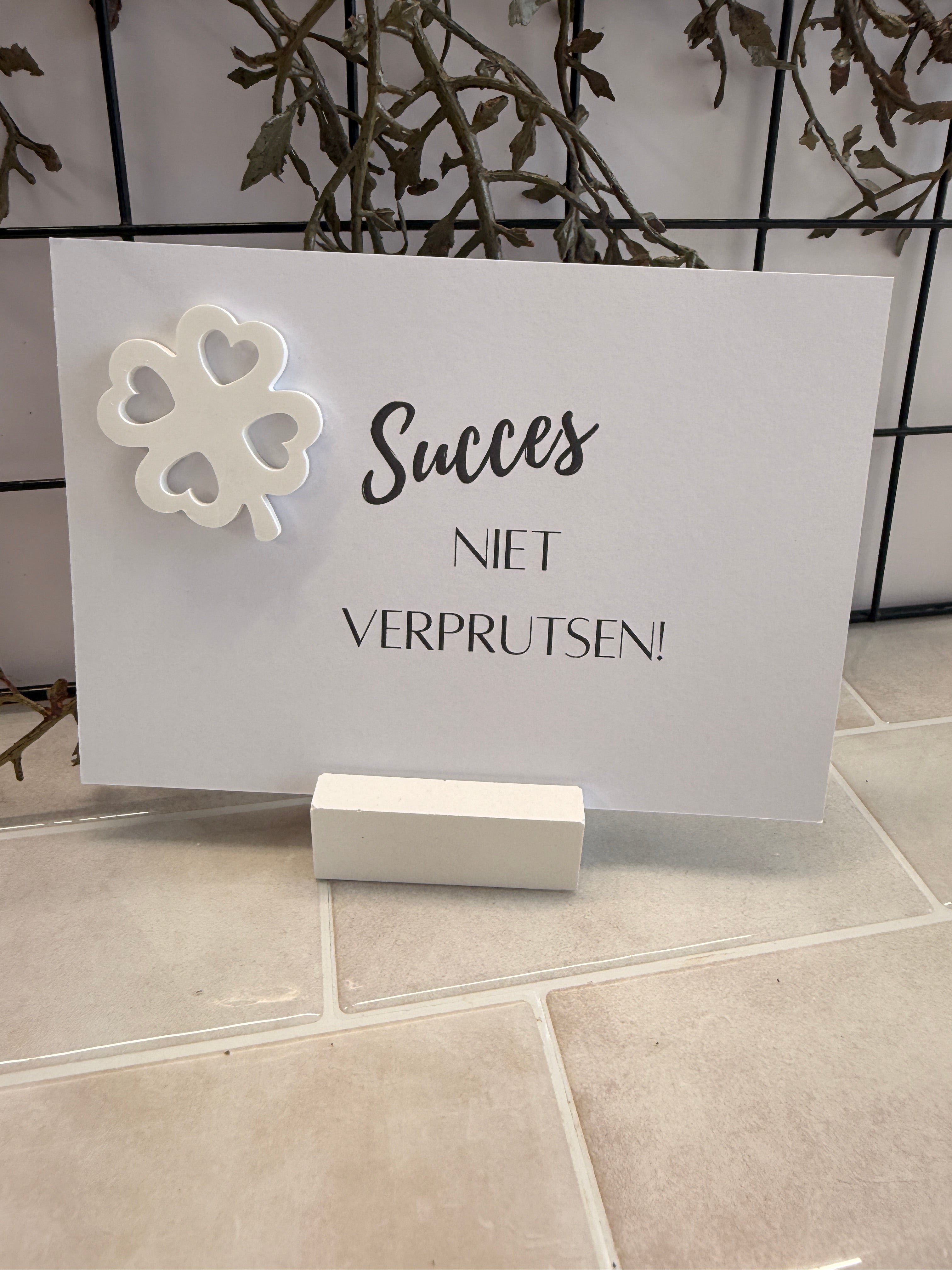 KAART "SUCCES NIET VERPRUTSEN!".
