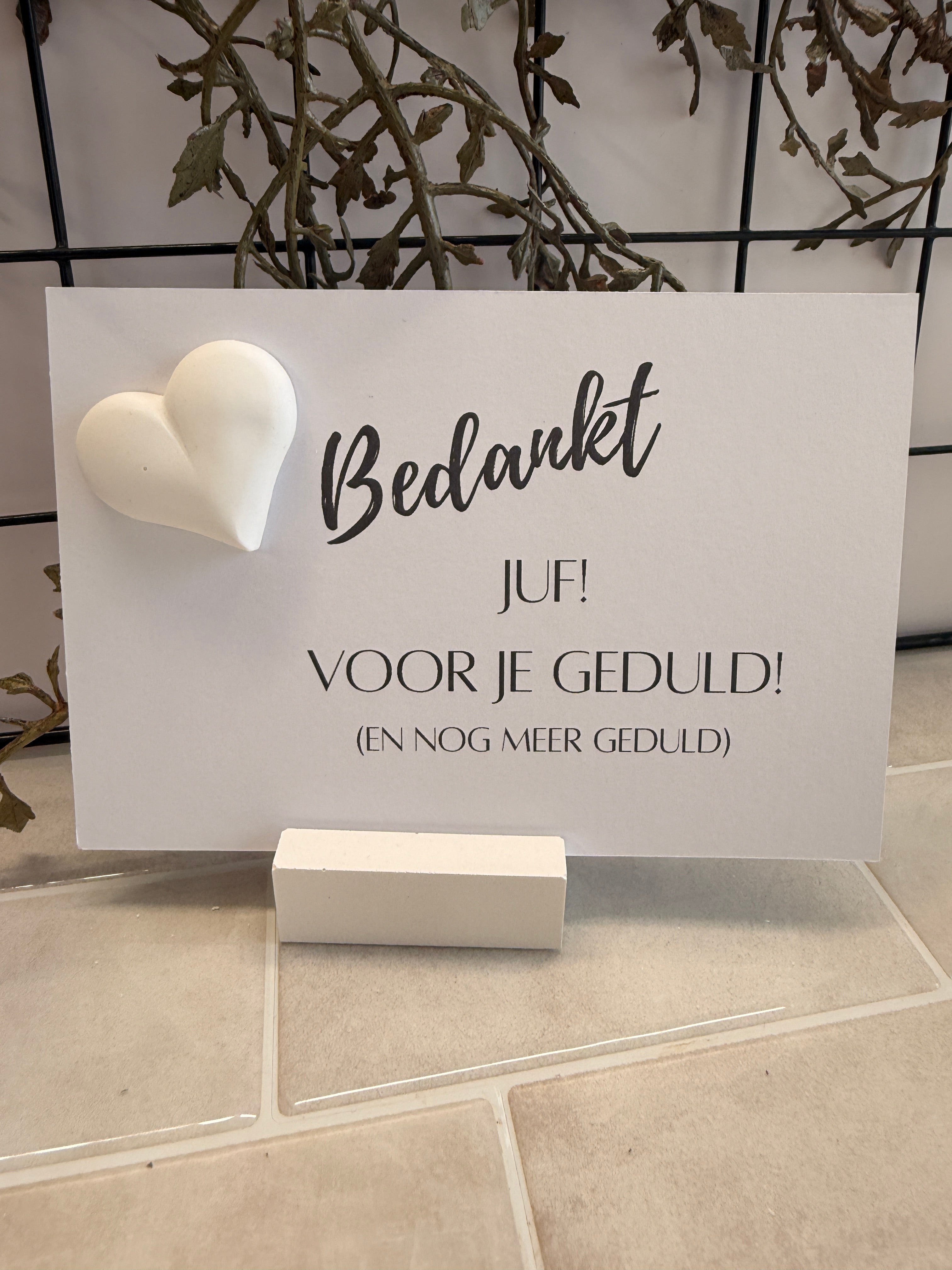 KAART "BEDANKT JUF! VOOR JE GEDULD!.